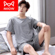 
Catman (MiiOW) brand pajamas for men in summer pure cotton short sleeve shorts thin summer men's youth cotton half sleeve large size men's 9905 lake blue M (165 size) recommended to wear weight 100-125 Jin [Jin equals 0.5 kg]