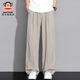 Big Mund Monkey (Paul Frank) Herreneiseice Seide Schnelltrockne lineare lineare Casual Hosen Sommer dünne sportlich atmungsbezogene lose, drapierte Herren-Weitbeinhosen Khaki 2540s [offizielles authentisch] XL [Vorgeschlagen 135-155jin [Jin gleich 0,5 kg]]