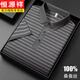 
Hengyuanxiang brand mulberry silk short-sleeved T-shirt for men's lapel summer silk thin middle-aged high-end striped polo shirt 13563# blue M 48 [Suggested 100-120Jin [Jin equals 0.5 kg]]