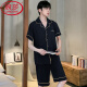 LangSha light luxury pajamas men's summer thin ice silk short-sleeved teenagers can wear new men's home clothing suit 12532 [Yunduo Cotton Crepe] L (recommended height 170, weight 100-