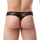 Y Men's Lace Underwear Sexy Bow Tie Panties Temptation Low Waist Transparent Men's Thong M Black