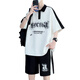 Costume à manches courtes pour hommes adolescents T-shirts 12-15 ans Vêtements 13 élèves de lycée Junior Polo Shirt 14 Vêtements d'été pour enfants 6629 blancs (short à manches + shorts) Assurance qualité xl 130-145jin [Jin est égal à 0,5 kg]
