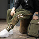 Danjun Spring Striped arbeitende Casualhose Herren hübsche lockere große Spring- und Herbst 2025 Reine Baumwollhose Harun Legging Hosen schwarz m geeignetes Gewicht 110-130jin [Jin gleich 0,5 kg]