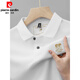 Pierre Cardin Summer NUEVA Camisa de solapa bordada para hombres puros de algodón puro Camiseta de solapa bordada de color grande