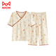 Catman (Miiow) Pyjamas à manches courtes d'été Set Cotton Ladies Mur Été Nouveau pantalon recadré de style chinois peut être porté à l'extérieur des vêtements à domicile LZY9902 M (recommandé 75-95jin [Jin est égal à 0,5 kg]))