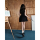 FSHE temperament waisted black dress women's summer slim slim vest dress white A-line skirt high-end short skirt white S