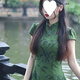 Yudingfu cheongsam Chinese style summer new Chinese style women's dress waist mid-length engagement toast dress mom green bottom printed half-sleeved cheongsam M 100-110Jin Jin is equal to 0.5 kg