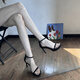 
Jin[Jin equals 0.5 kg] Mu Sandals Women's High Heels 2025 Summer New Style One-Strip Slim Heel Black Temperament Versatile Women's Sandals Black 7cm 37