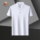 Vogelscheuche Herren kurzärmeligte T-Shirt im mittleren Alter im mittleren Alter mit halbärmeligem T-Shirt Ice Seide Lappel Basishemd T-Shirt Vaters Anzug Polo Top 9196 Navy M 90-110jin [Jin entspricht 0,5 kg]