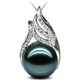 Fat Donglai same style Tahitian pearl pendant single short clavicle chain 925 silver round black 12mm-13mm