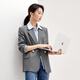 Shangdubila temperament commuting professional small suit for women autumn versatile high-end suit casual jacket gray M