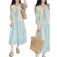 Colorido Summer Summer Hollow Cardigan Vestido de encaje de dos piezas Set 9758 Vestido verde claro M [recomendado 100 Jin [Jin equivale a 0.5 kg] a continuación]