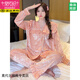 莫代尔睡衣女款春秋季金丝绒长袖套装网红新款性感蕾丝粉色秋冬款家居服 12213 L （建议100-120斤）