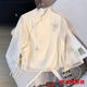 Fan Zhesha's new Chinese style Hanfu stand-up collar tilt placket short-sleeved embroidered top improved the national style skirt suit cool temperament 1043 green + 12161 brown M