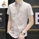 Vogelscheuche (mexikanisch) 2024 neues Hemd Summer Thin Herren kurzärmelig kariertes Hemd Casual Korean Style Slim Cotton Top 844 Khaki M 80-104jin [Jin gleich 0,5 kg]