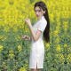 白色蕾丝短款改良旗袍新款2025年轻款女复古日常小个子连衣裙夏季 12799纹理米 S