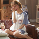 Pang Donglai DL Pajamas Summer des shorts mignons de grande taille de shorts de grande taille Cartoon mince en deux pièces Spring and Automne Home Clothes Bourgogne Skm6627 Couleur d'image M (recommandé 75-95jin [Jin est égal à 0,5 kg]))