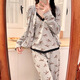 Ziwei Qifeng Hosenteil Pyjamas für Frauen mit Brustpolstern für Frühlings-Langarmjacke Hose Spitze Spitze Home Kleidungsstück Z13803# Graues Drei-teiliger Set 170 m Vorschlag 80-100