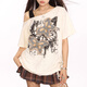 Miaoyijia short-sleeved women's new 2025 slim white trendy loose T-shirt base shirt spring and summer half-sleeved pure top American butterfly printed ripped short-sleeved T-shirt one size [recommended 80-145Jin [Jin equals 0.5 kg]]
