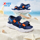 Xtep Children's Shoes Outdoor Beach Shoes Summer Colorful Fashion Versatile Mesh Leather Comfortable Breathable Children's Sandals for Boys, Middle and Large Children, Dark Blue/Prussian Blue 28