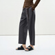LESS [same style in the mall] 2025 summer new wool casual straight cutout pants for women 2P4E13660 011 carbon black L