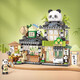 Lizhi (Loz) Chinese style folding street view building blocks bear coffee assembly panda teahouse high-value construction shop 1389/tea combination