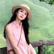 津炳胜草帽女法式平顶草帽女款大头围平檐海边沙滩度假礼帽大码编织帽 【凹顶卡其+黑带】 编织防晒帽