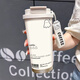 Thermos süße Ghost Thermos Cup High-Precision Student Edelstahl tragbare neue doppelte Trinkkaffee-Männer und Frauen Strohwasserbecher BXAB13796 Ghost Blue + mit lanyard Keramik innerer Boden