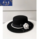 Heqinya camellia sun hat top hat British French elegant pearl edge hat photo studio enlarged brim hat black adjustable