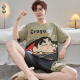 
Qiao Tong men's pajamas summer pure cotton short sleeves 2025 new thin style youth student cartoon large size home clothing set YX 7029 (pure cotton fabric) XL 175CM recommended weight 135-155