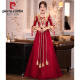 
Pier Cardin toasting suit Bride 2025 new summer burgundy Chinese long-sleeved wedding engagement dress for women burgundy medium-length [684] 2XL