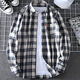 GTYUWVG Spring and Summer Molding Camisa de manga larga Camisa coreana a cuadros de gran tamaño para la tendencia de los hombres y jóvenes de mediana edad M655 38