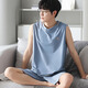 Modal vest pajamas for men summer ice. Silk sleeveless 2024 new loose thin cool home clothing set 12027 Yuanfeng Blue [ice Modal] L 120-140Jin [Jin equals 0.5 kg]