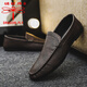 Dragonfly brand beanie shoes for men in spring breathable men's low-top casual leather shoes British trendy shoes men's driving shoes one-foot lazy shoes YL-D829 brown 39