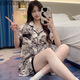 单南卫韩系感冰丝春夏季薄款睡衣女爱心开衫可外穿家居服女套装批发 LW-9214# M 【建议80-100斤】