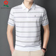 Mengtejiao Summer Mulberry Silk Camiseta de media manga de la media del traje de mediana edad de la solapa rayada Polo 723 Baolan M 165 [sugerido 100-115 Jin [Jin equivale a 0.5 kg]]]