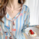 
HUALIN FASHION pajamas with chest pads for women long sleeves thin home clothes loose two-piece set 846# Garden Elephant 170 M