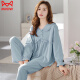 Catman (Miiow) 2025 Nouveau pyjamas pour femmes en été et en automne en coton pur porte mère d'âge moyen en liberté plus taille en coton complet en coton complet 4867 Honey Orange 3xl [160-180jin [Jin est égal à 0,5 kg]]]