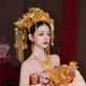 VAN OCEAN ANNORA Bridal Chinese style hair accessories golden large phoenix crown ancient style palace gorgeous and elegant Xiuhe suit national style dress knot phoenix crown MT086