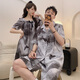 
O'MESIK couple pajamas ice silk men summer short-sleeved thin large-size nightgown for women summer feeling can wear home clothes 13076 women-13077 men M men L (suggested height 165-170c, weight 1