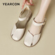 Zapatos de cuero yierkang zapatos de mujer versátiles versátiles de mujer Sandalias de correa de suela suave 28070W beige 36