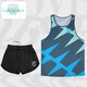 Makondo Running Suit Sport sporttrockne Weste Set Set Leichtathletik-Marathon Ärmel und Top-Top-Top-Drei-Punkte-Hosen-Training Black 9848+ Drei-Punkte-Hose MKD 3XL