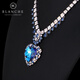 Blanche Ocean Heart Luxury Crystal Necklace Banquet Bride Love Pendant Gift Feminine Elegant Neck Necklace New Wedding Purple