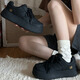 Bangboshi Brotschuhe für Frauen 2025 Herbst Neue schwarze schwarze dicke lockige board schuh schuhe sportschuhe vielseitige arbeitsschuhe trainieren schuhe schwarze dick löste schuhschuhe [4,5 cm] 36