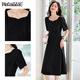 Robe Pincai pour femmes French Hepburn Style Robe noire haut de gamme A-line manche courte robe longue p52q069