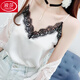 LangSha 2024 camisole women's outer wear summer eyelash lace V-neck chiffon loose bottoming shirt top 1921 black (imitation silk, adjustable shoulder straps) XL recommended 110-125Jin Jin equals 0.5 kg