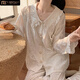 
Modal gold velvet pajamas for women for women for Autumn 2025 new long-sleeved trousers sweet princess style lace spring and autumn winter SMSD-9922 L (recommended 100-120Jin [Jin equals 0.5 kg])