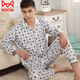 Catman Frühlings- und Herbst-Herren-Pyjamas im mittleren Alter Frühling und Sommer reines Baumwoll mittleren Alters und älteren Pyjamas-Männer, die langärmeliges großer großer Heimkleidung Set Burgundy 844# Red XL [Vorgeschlagene Höhe 160170]