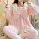 FHHUABD睡衣女秋冬季法兰绒韩版甜美卡通公主风家居服珊瑚绒加厚保暖套装 【9922绒】返领草莓 L