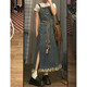 FHHUABD NEUE DENIM Kleid Damen Retro Fellgurt Rock Koreaner locker schlanker Rock mit mittlerer Länge 833 Gurtrock L.